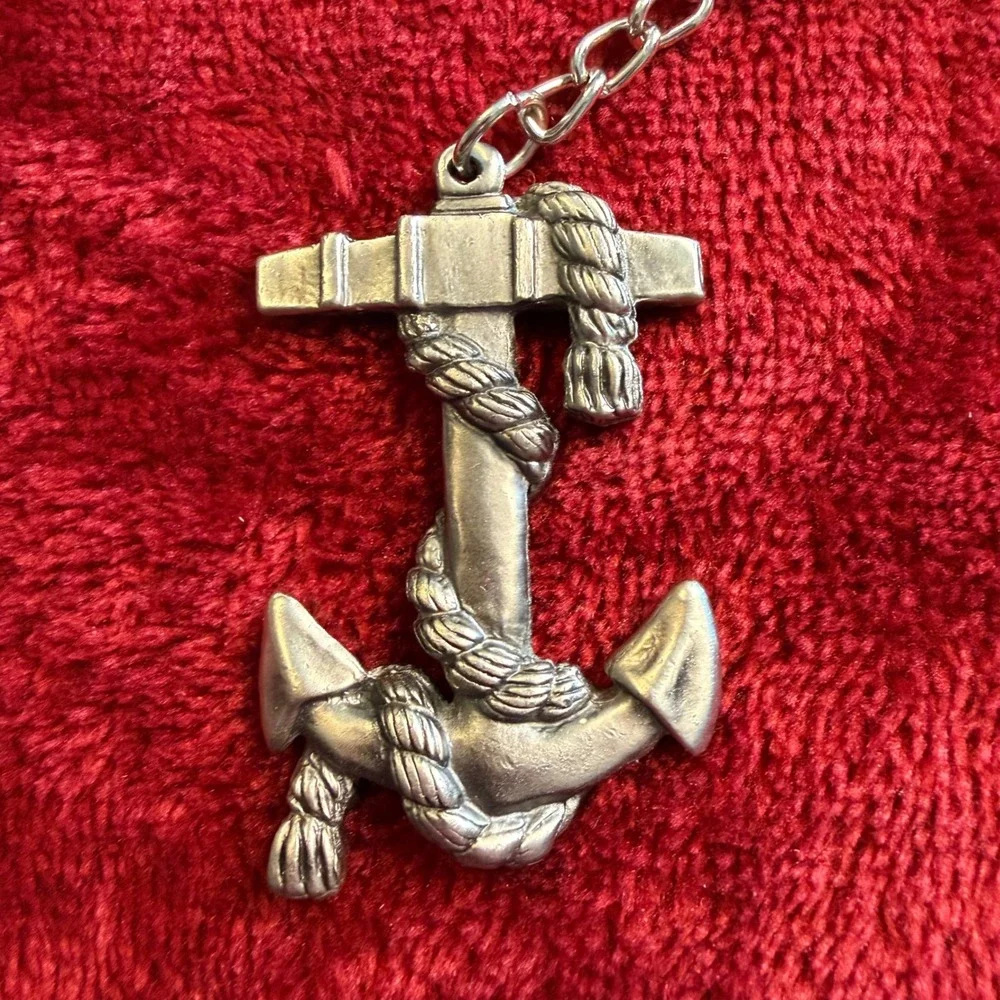 Silver Tone Nautical Anchor Rope‎ Keychain Maritime Boating Key Ring Charm